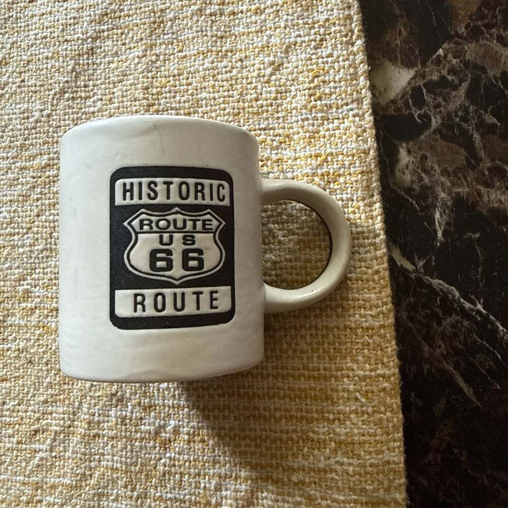Vintage Historic Route 66 Coffee expresso Mug Cup Black and White Ceramic